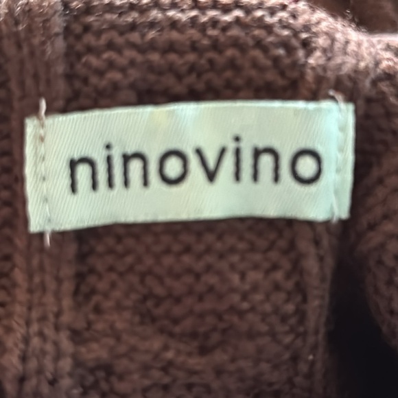 Ninovino Chocolate Brown Cable Knit Turtleneck Sweater Tunic 100% Acrylic Medium - Picture 10 of 11